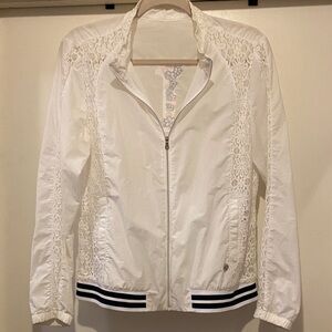 Women's White Lace Bomber Jacket